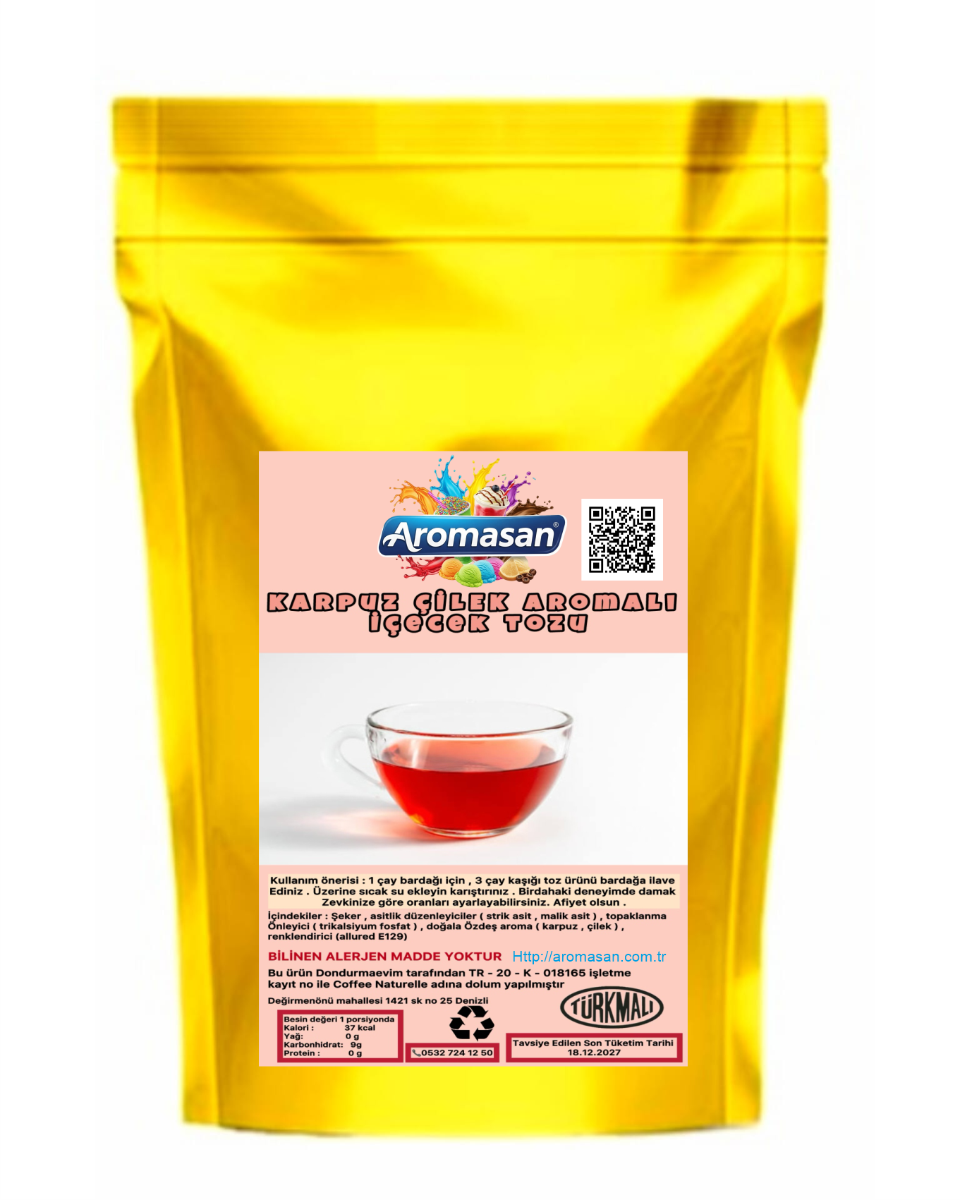 Karpuz Çilek Aromalı İçecek Tozu Oralet 1 kg