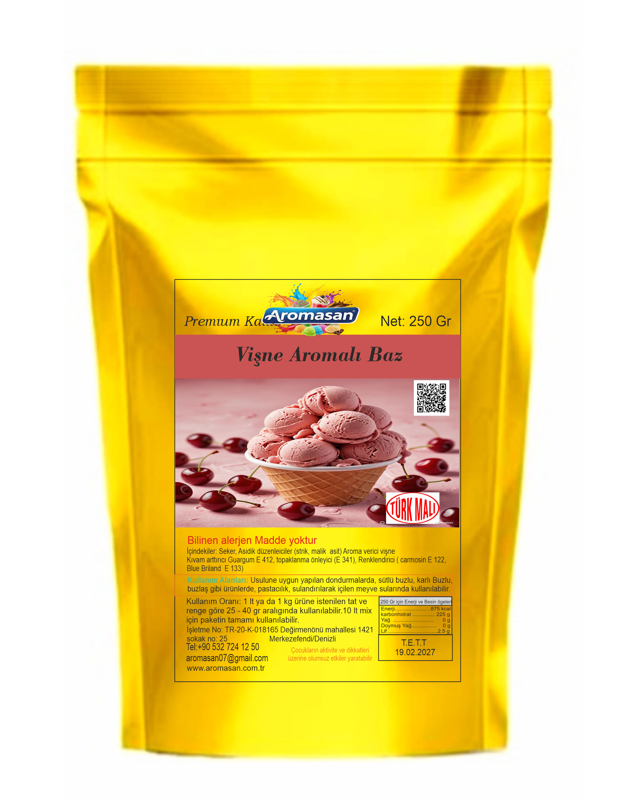 Vişne Aromalı Dondurma Bazı 250 gr