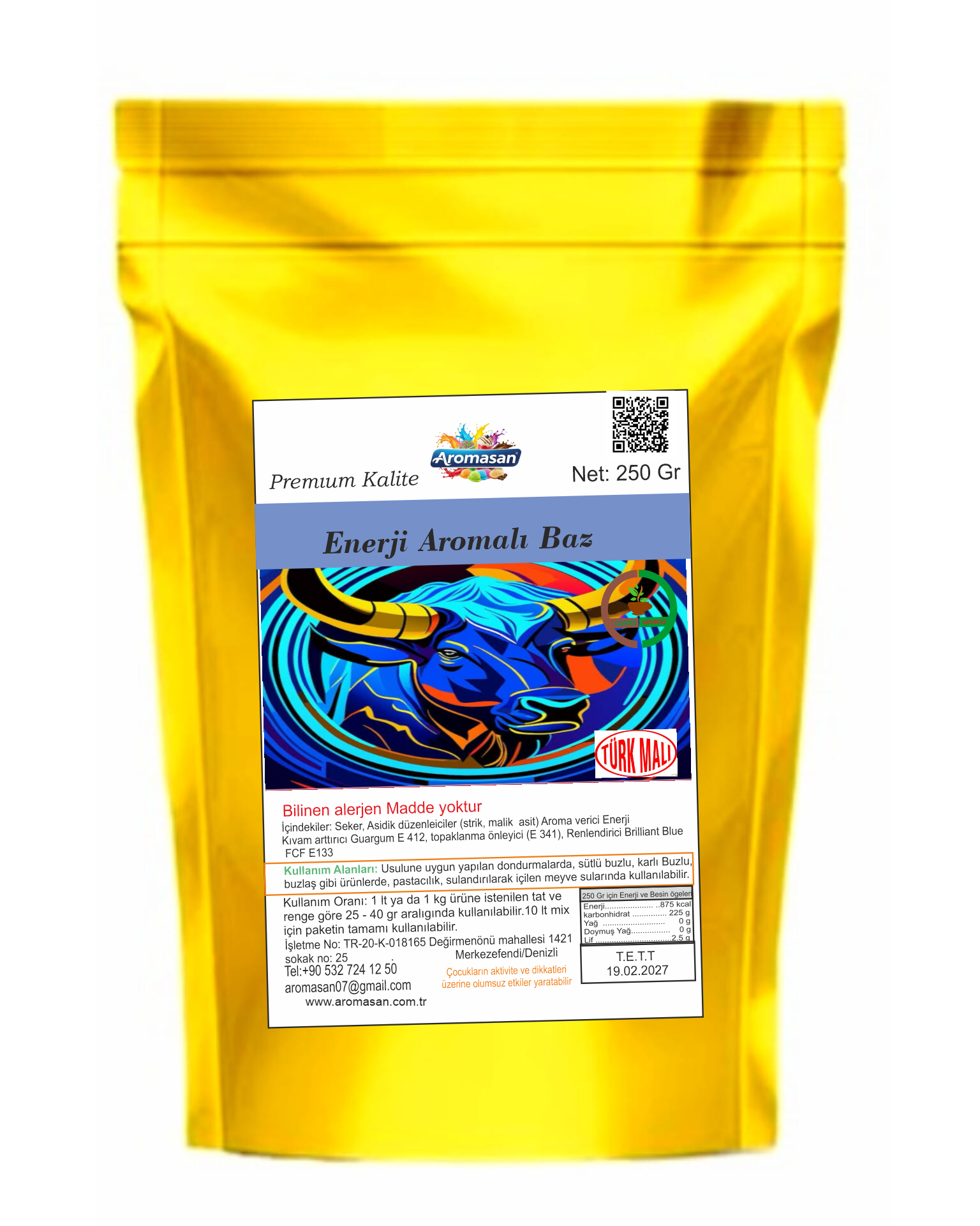 Enerji Aromalı Dondurma Tozu 250 gr