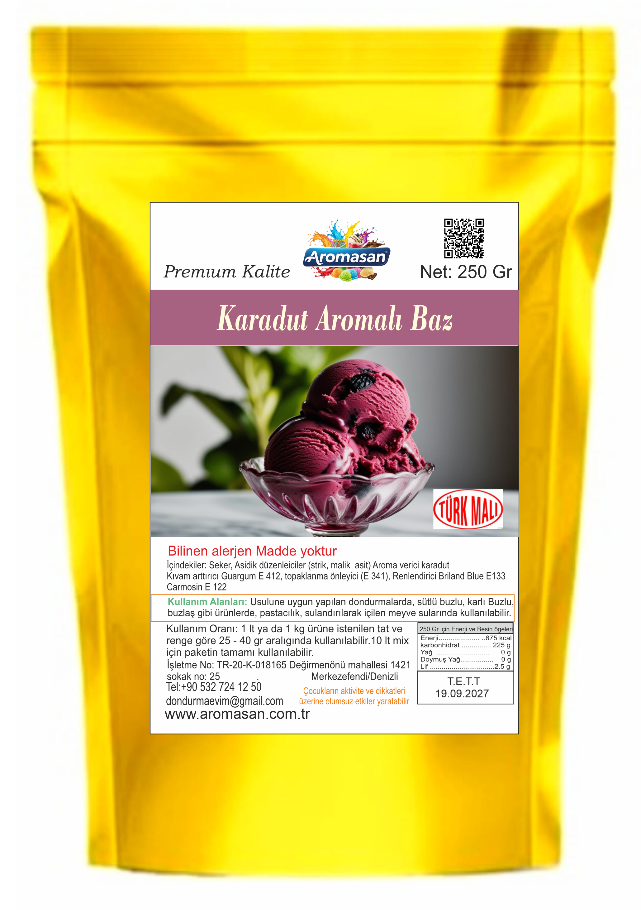 Karadut Aromalı Dondurma Bazı 250 gr