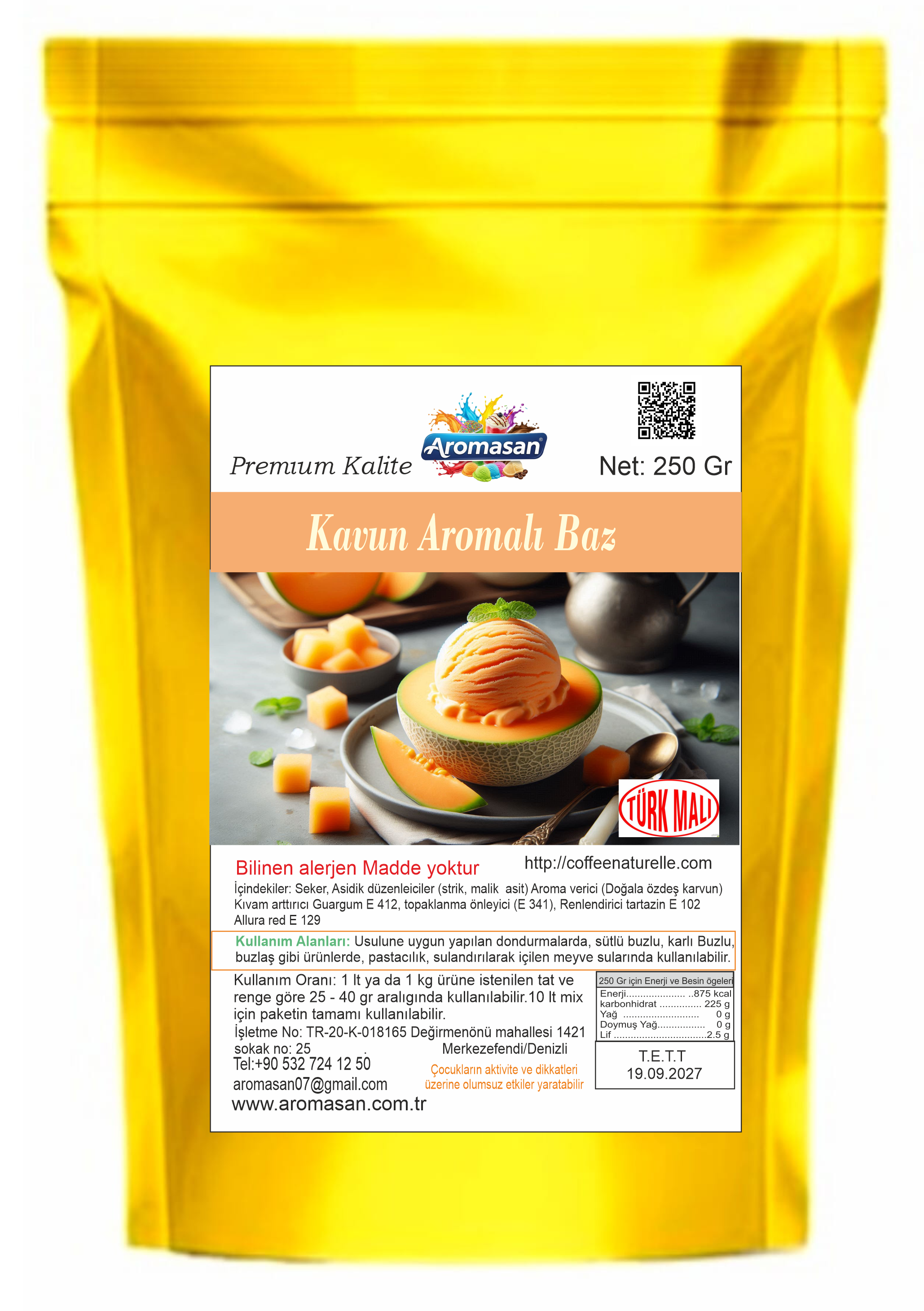 Kavun Aromalı Dondurma Bazı 250 gr