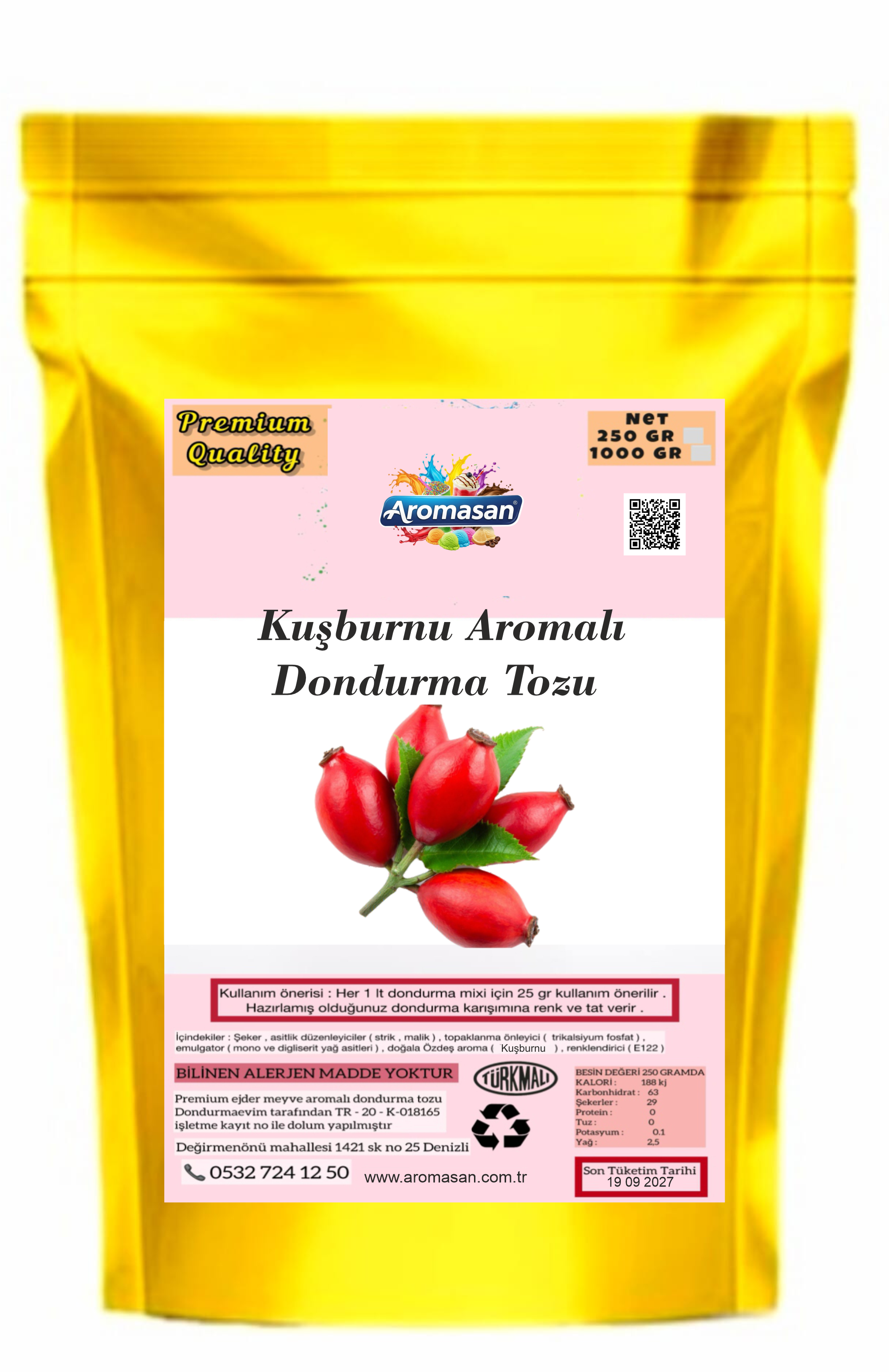 Kuşburnu Aromalı Dondurma Bazı 250 gr
