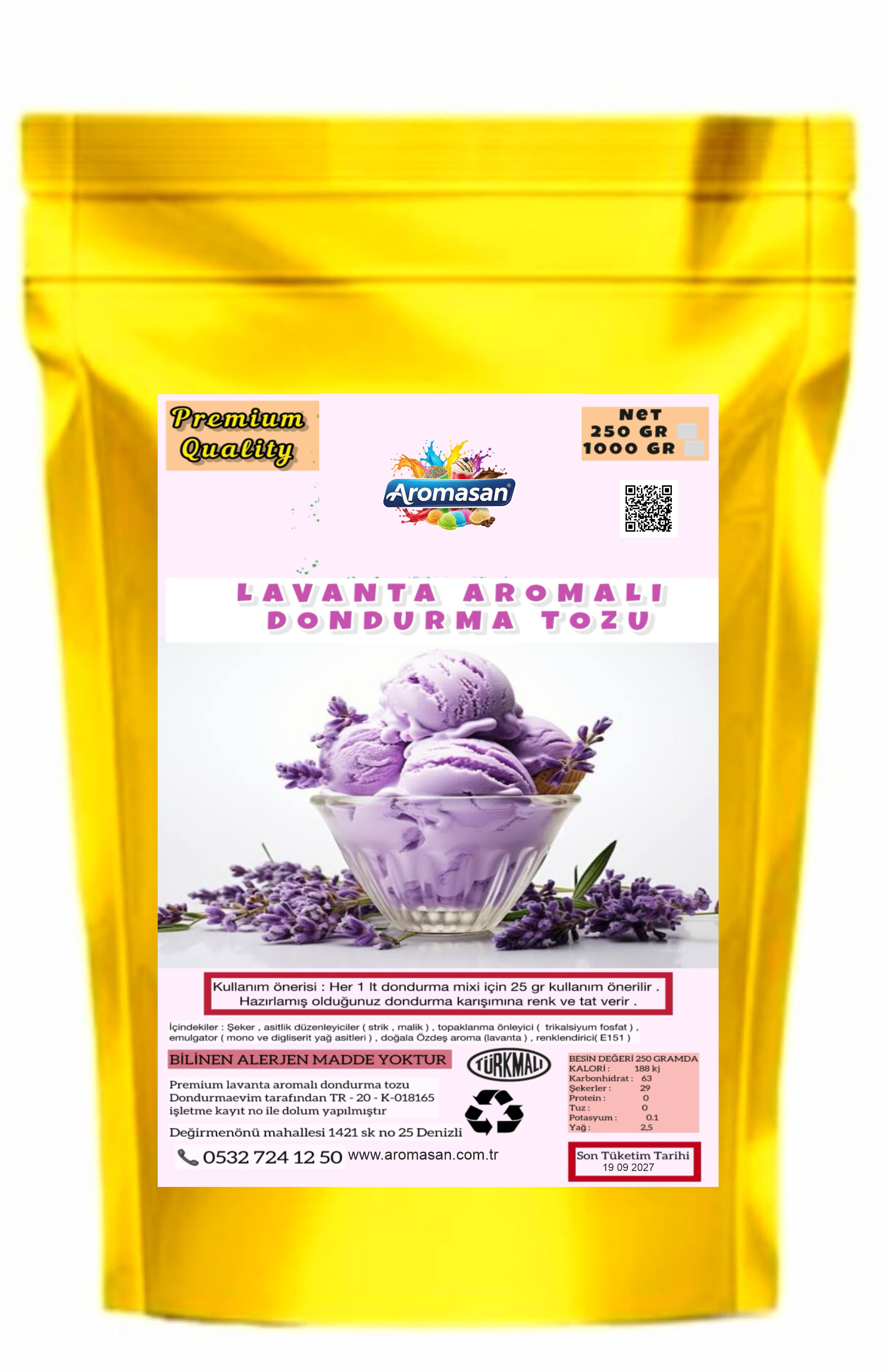Lavanta Aromalı Dondurma Bazı 250 gr
