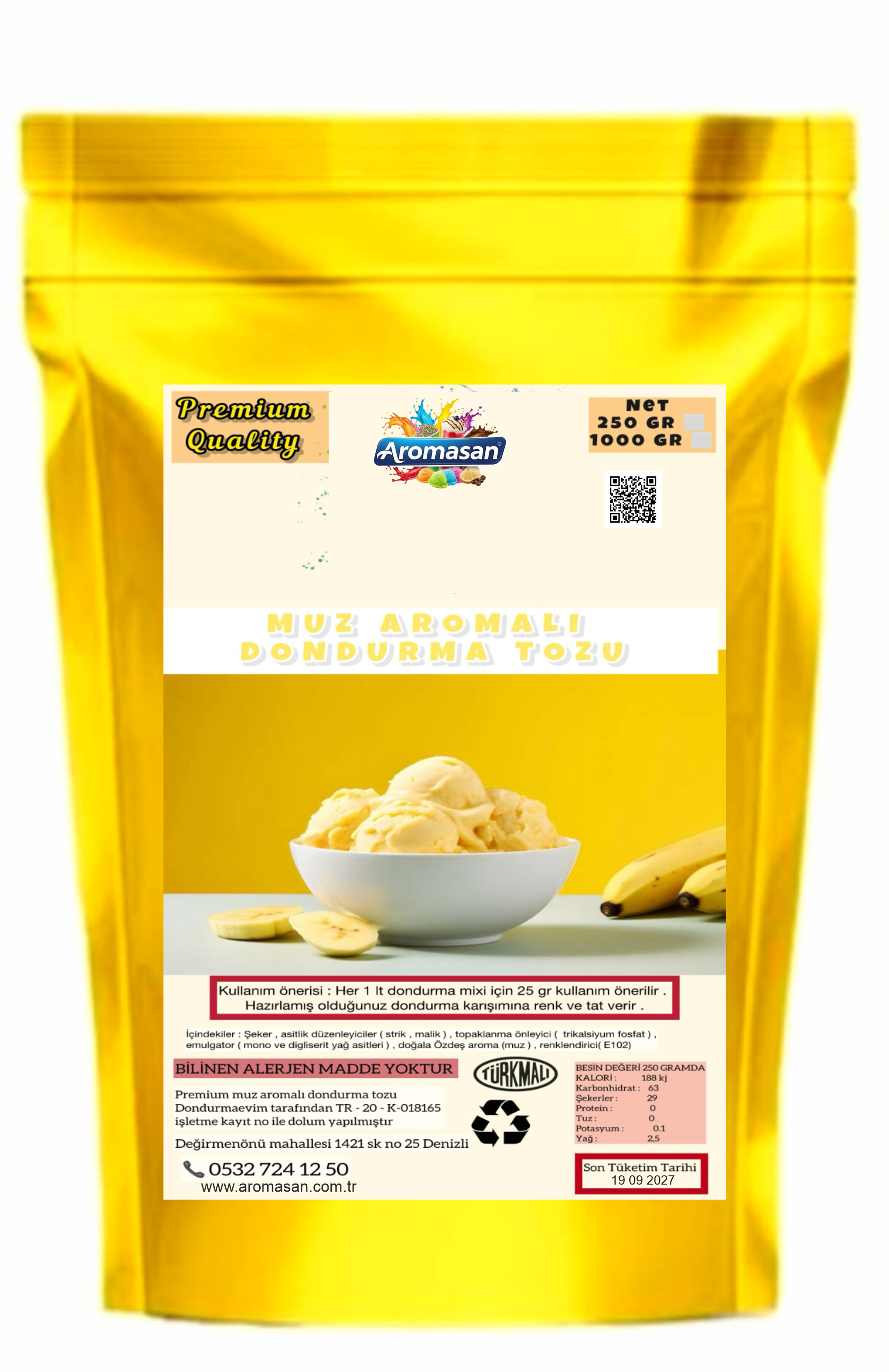 Muz Aromalı Dondurma Bazı 250 gr