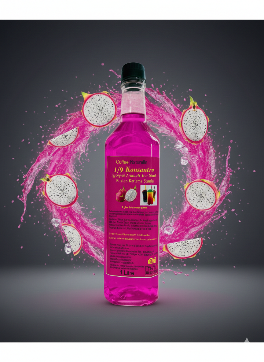 Ejder Meyvesi Aromalı Buzlaş Şurubu 1 Litre – 1’e 9 Konsantre