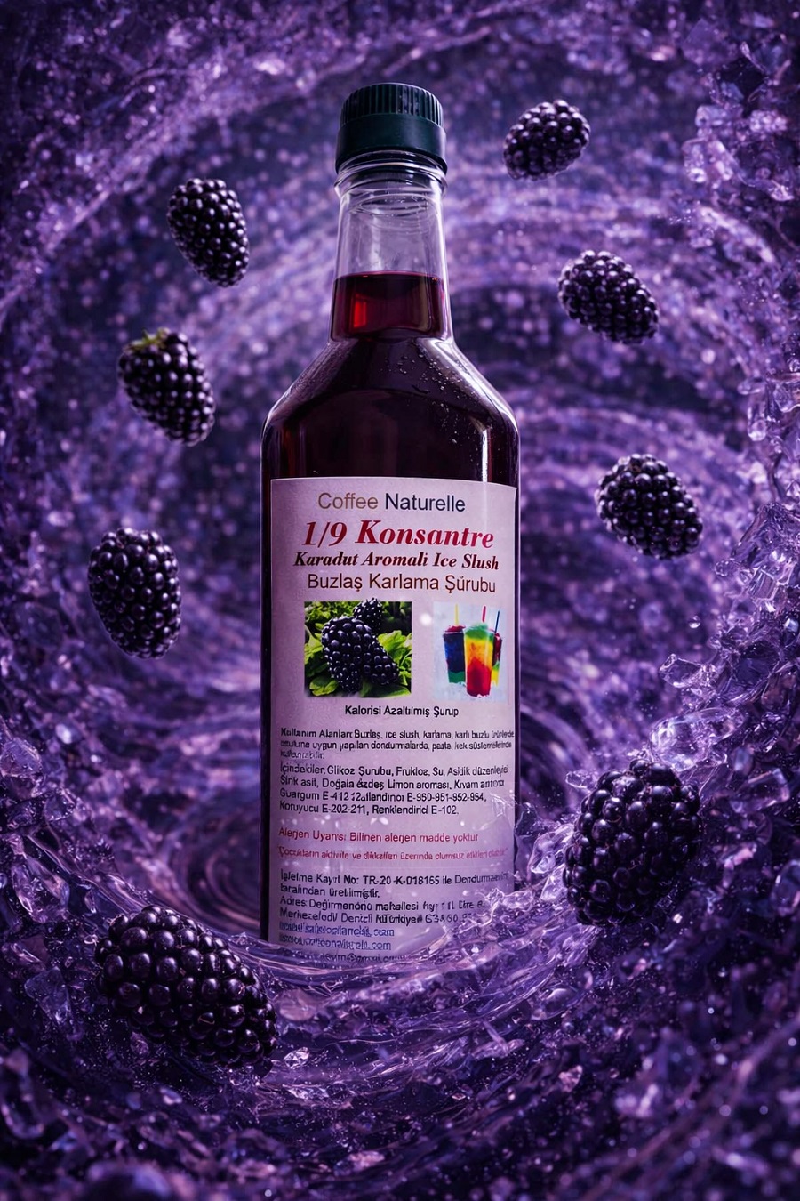 Karadut Aromalı Buzlaş Şurubu 1 Litre – 1’e 9 Konsantre