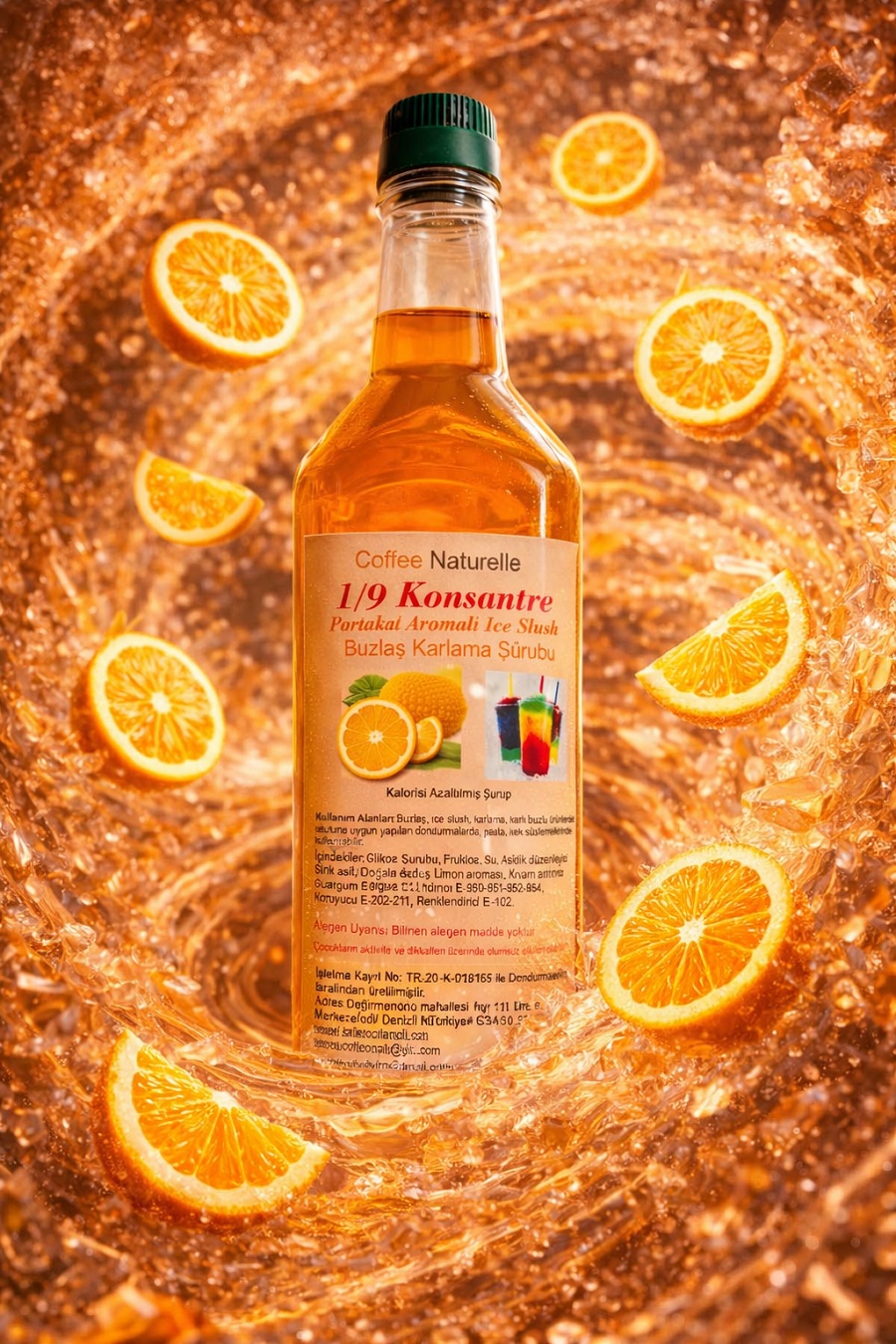 Portakal Aromalı Buzlaş Şurubu 1 Litre – 1’e 9 Konsantre