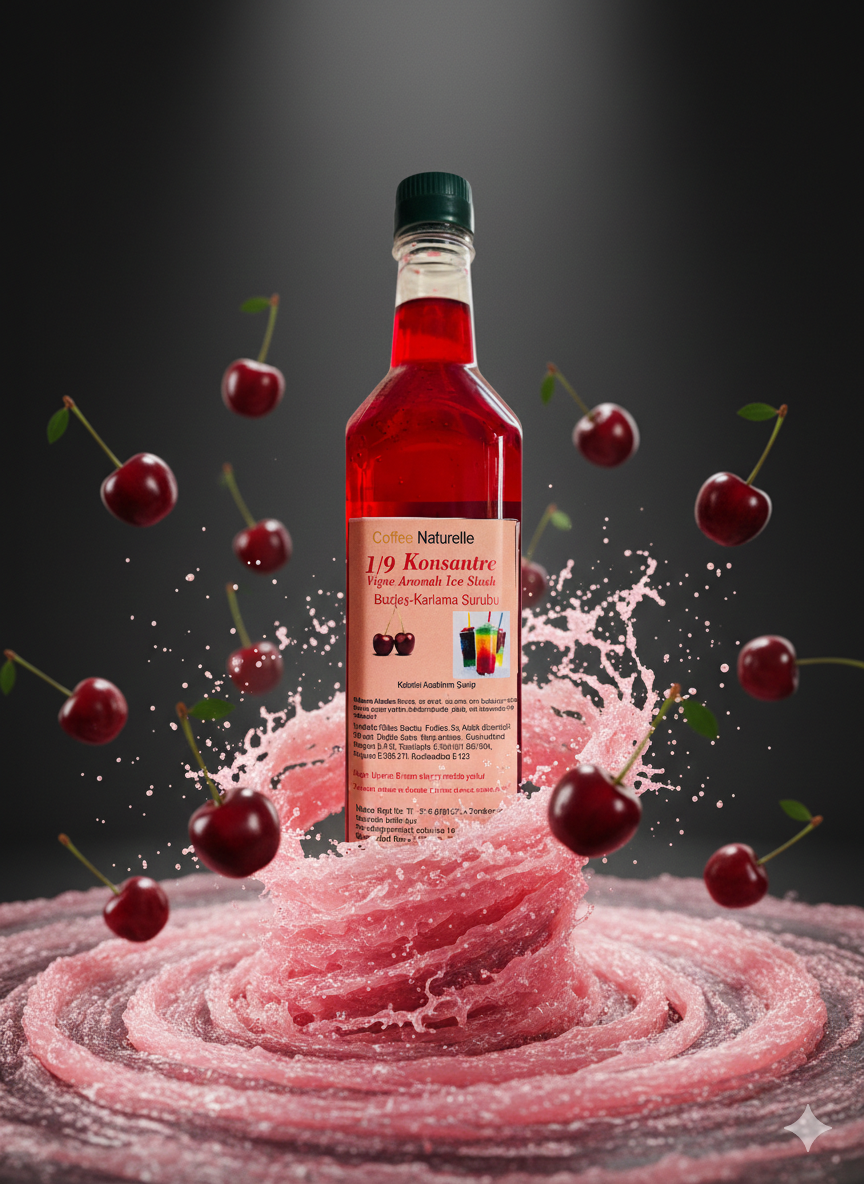 Vişne Aromalı Buzlaş Şurubu 1 Litre – 1’e 9 Konsantre