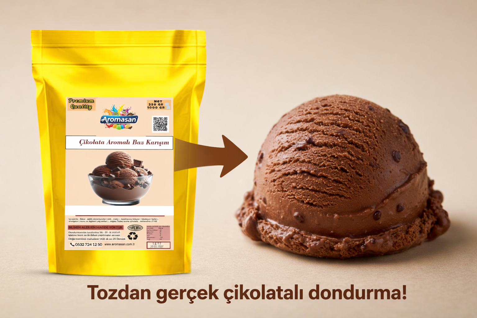 Çikolata Aromalı Dondurma ve Pastacılık Bazı (250 gr)