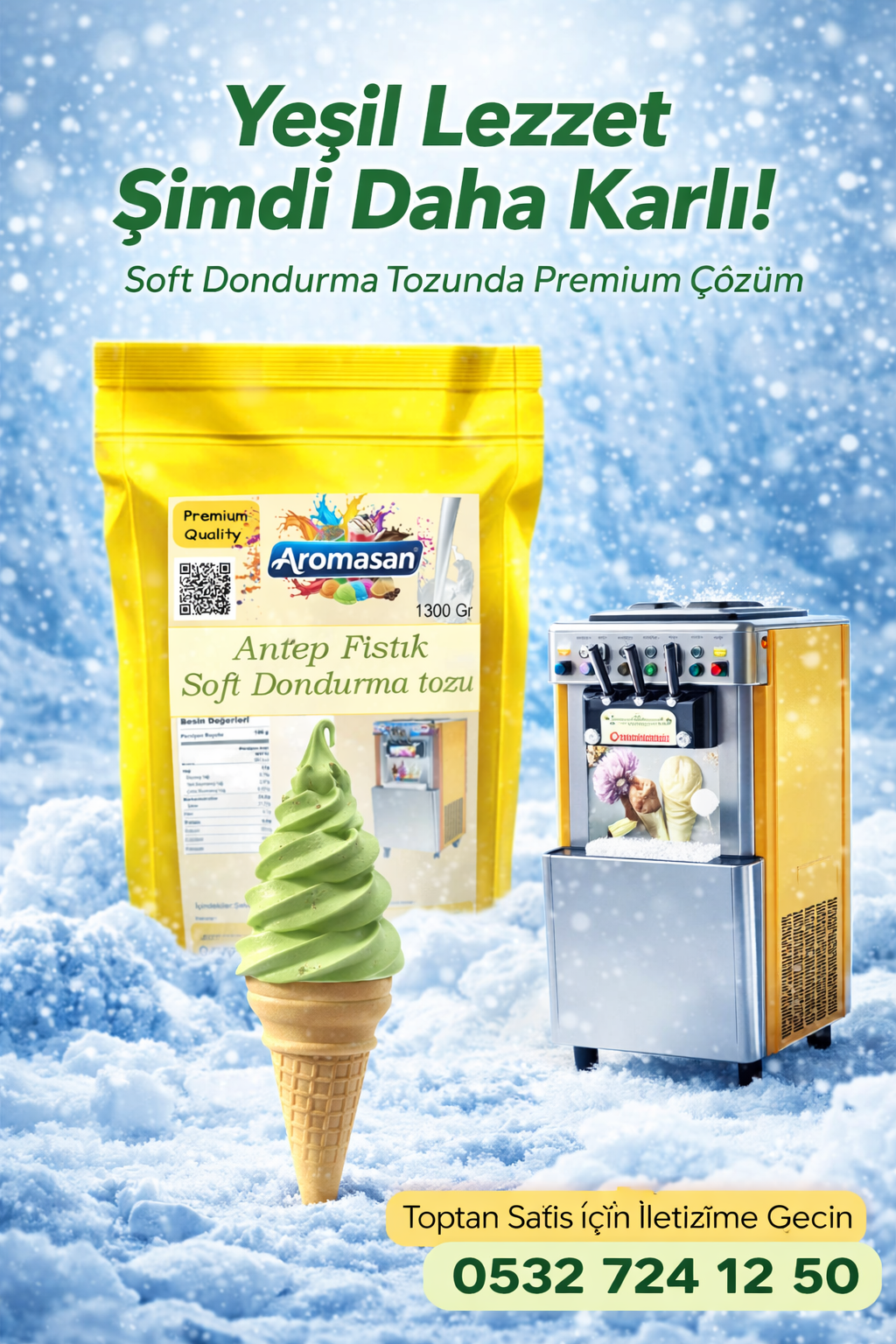 Antep Fıstık Aromalı Soft Dondurma Tozu 1300 gr