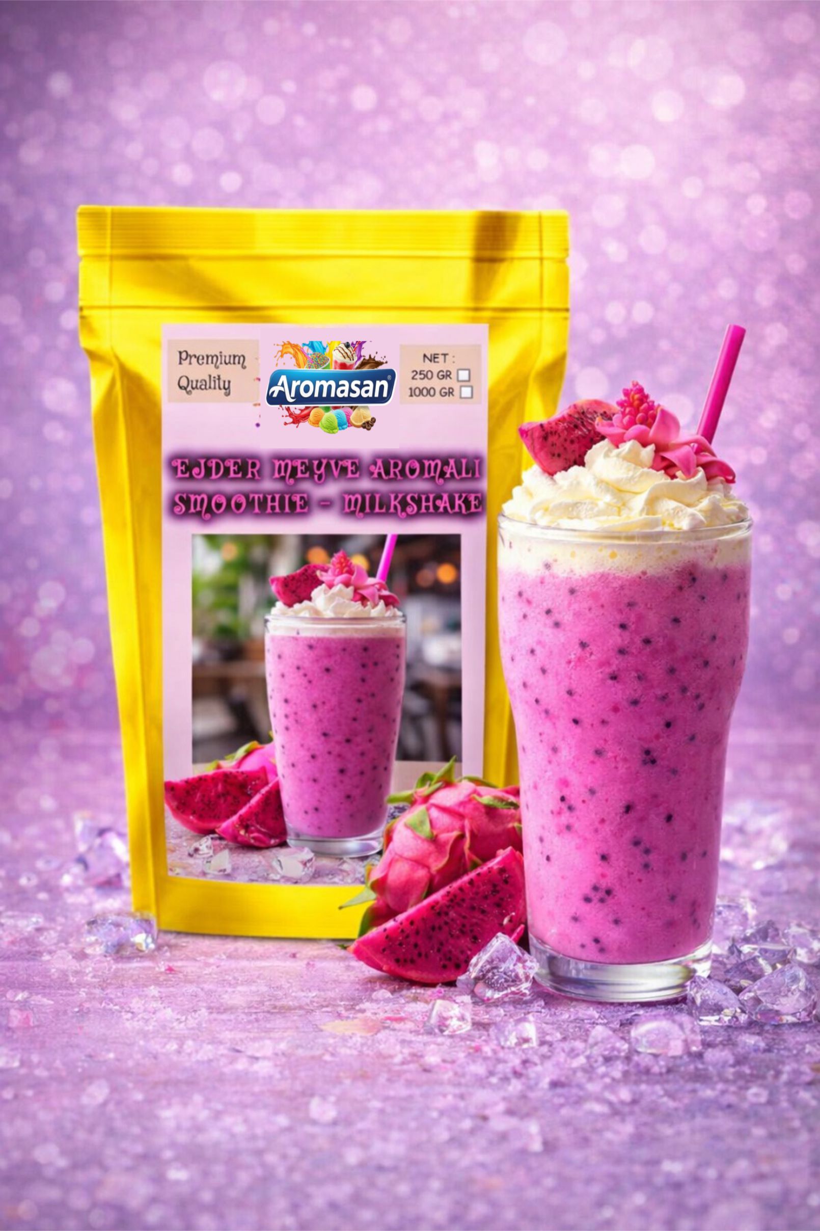 Ejder Meyveli Milkshake Tozu 1 kg – Yoğun Kıvamlı Tropikal Dragon Fruit Lezzeti
