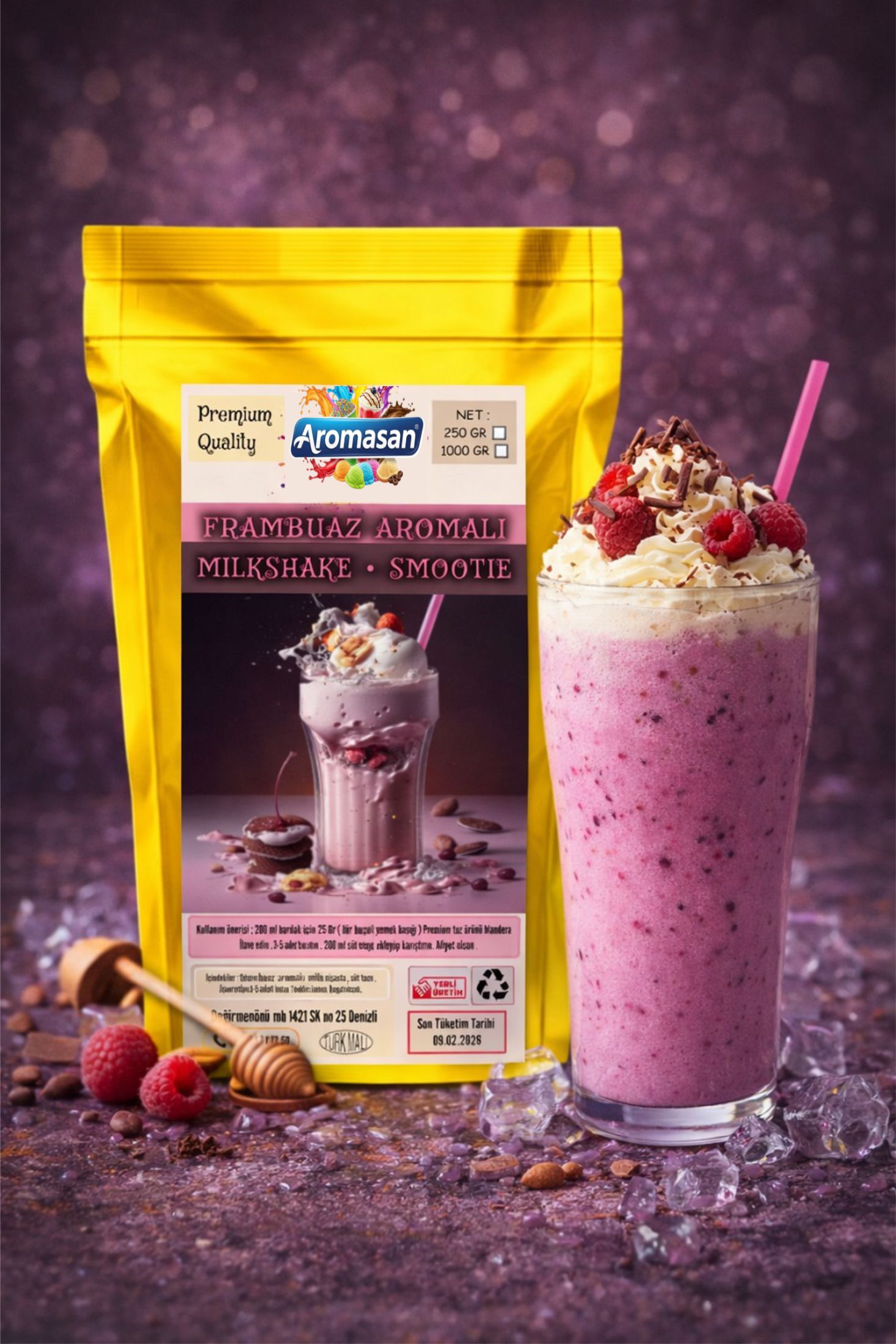 Frambuazlı Milkshake Tozu 1 Kg – Yoğun Kıvamlı Orman Meyveli Lezzet ürün görseli