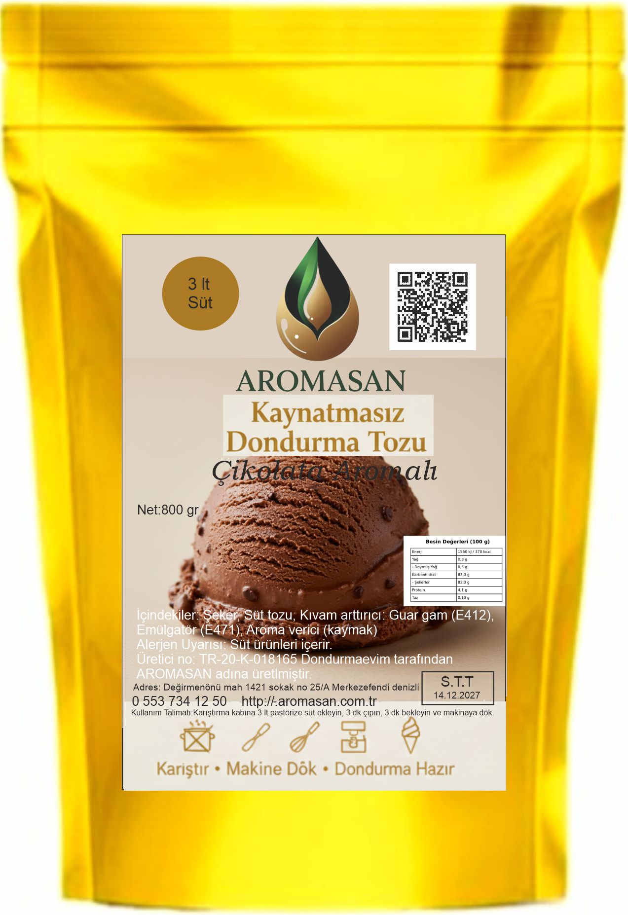 No-boil chocolate flavored ice cream powder 800gr ürün görseli