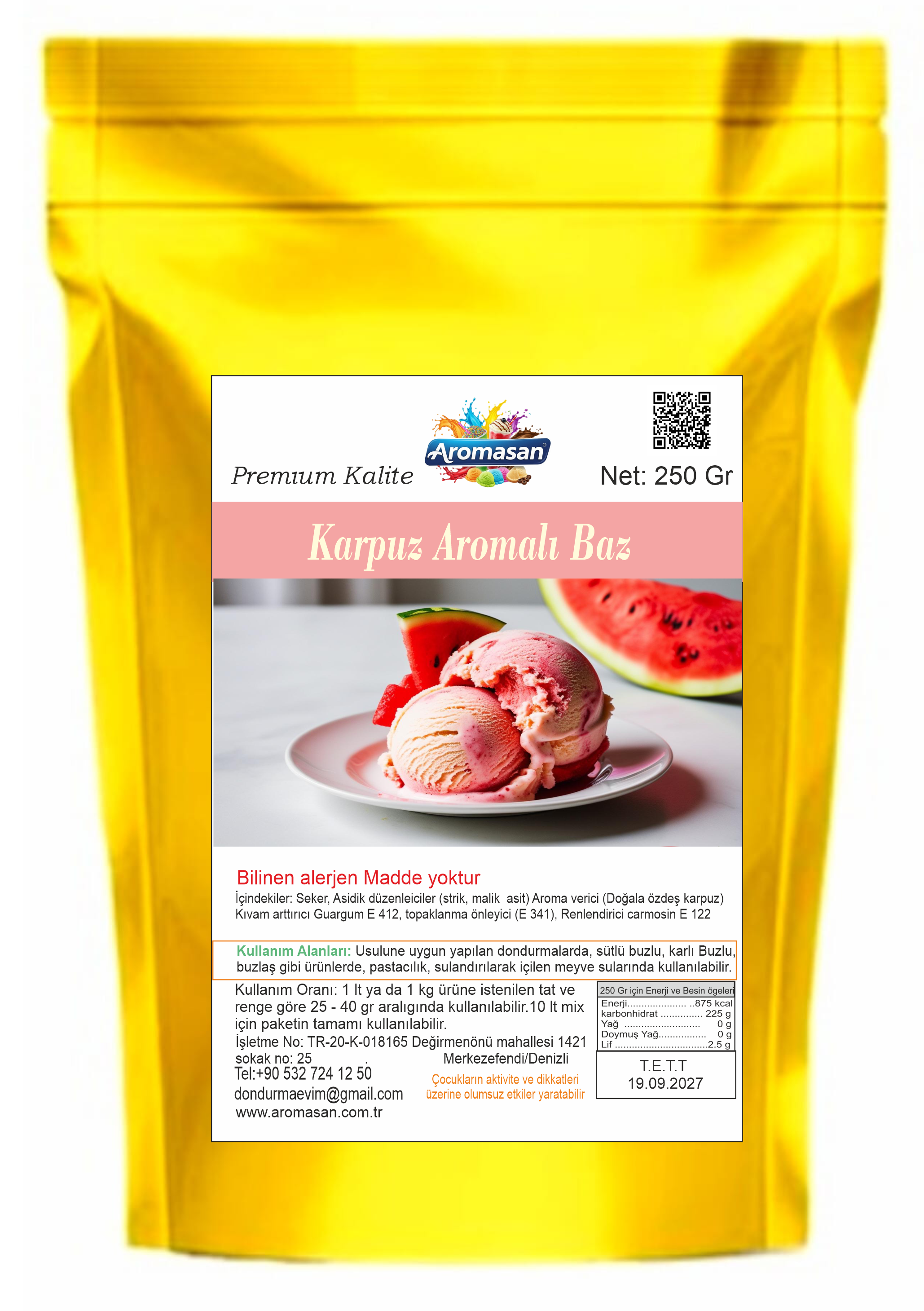 Eisbasis mit Wassermelonengeschmack 250 gr ürün görseli