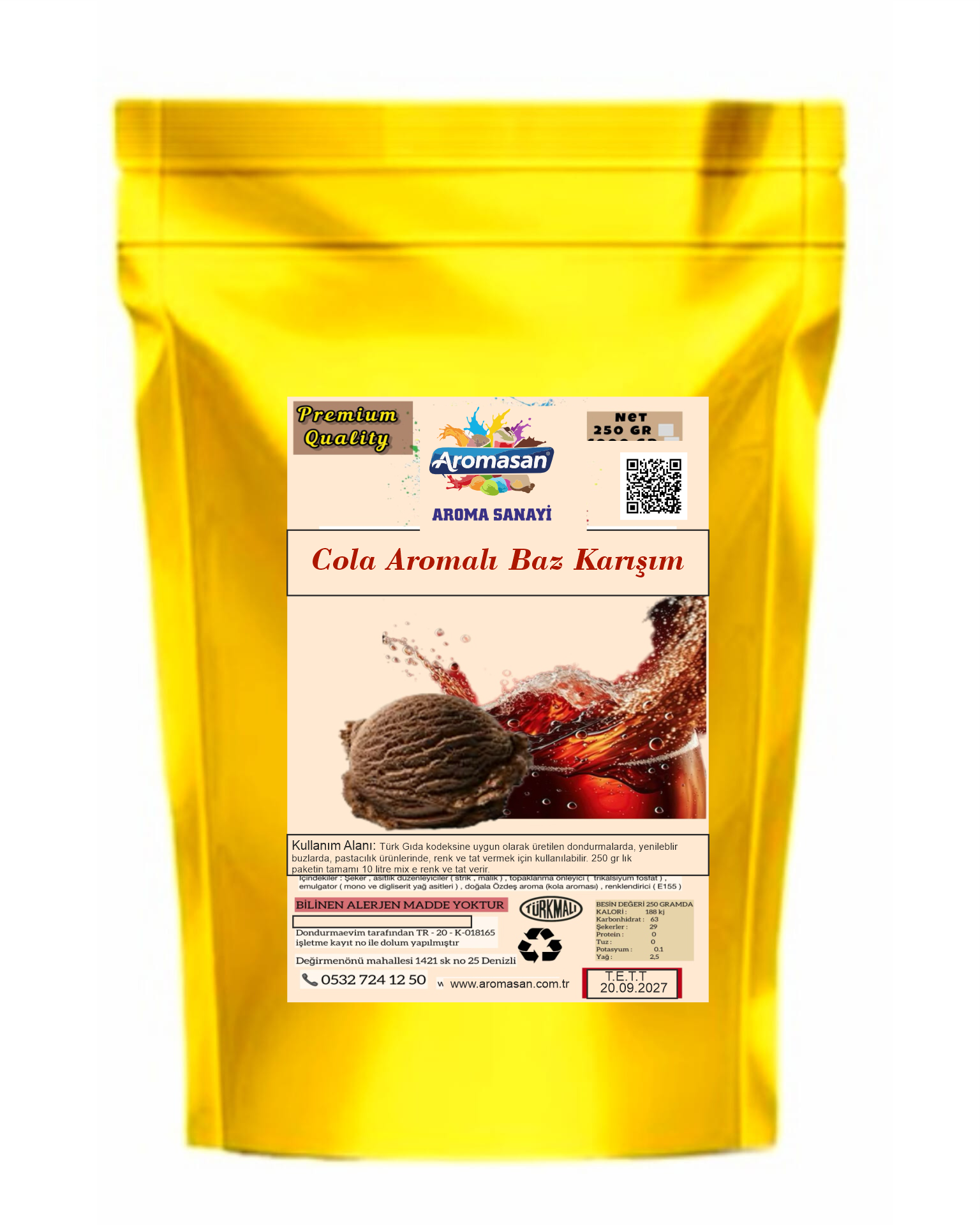 Cola Aromalı Dondurma Baz 250 gr ürün görseli