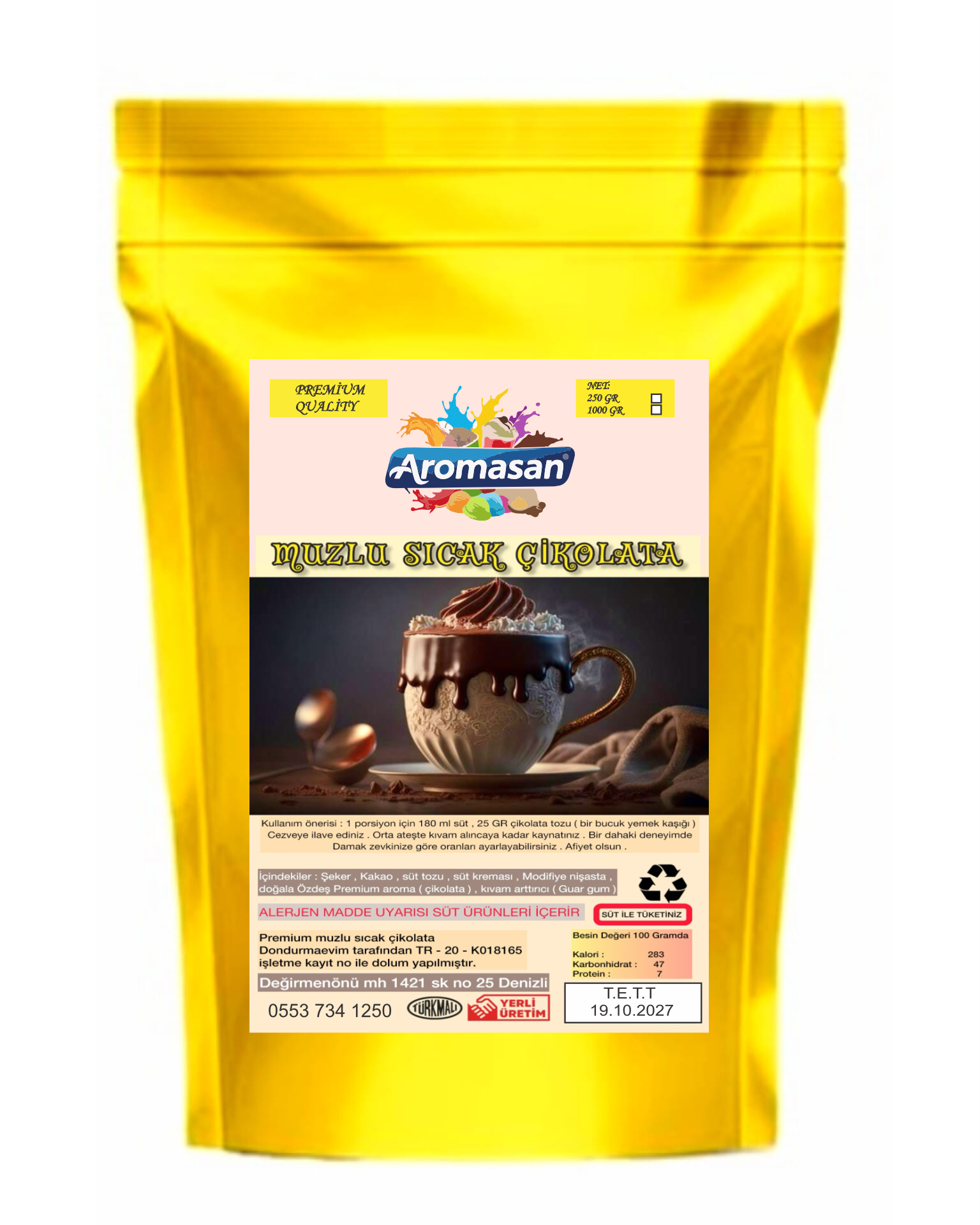 Muz Aromalı Sıcak Çikolata 1 kg ürün görseli