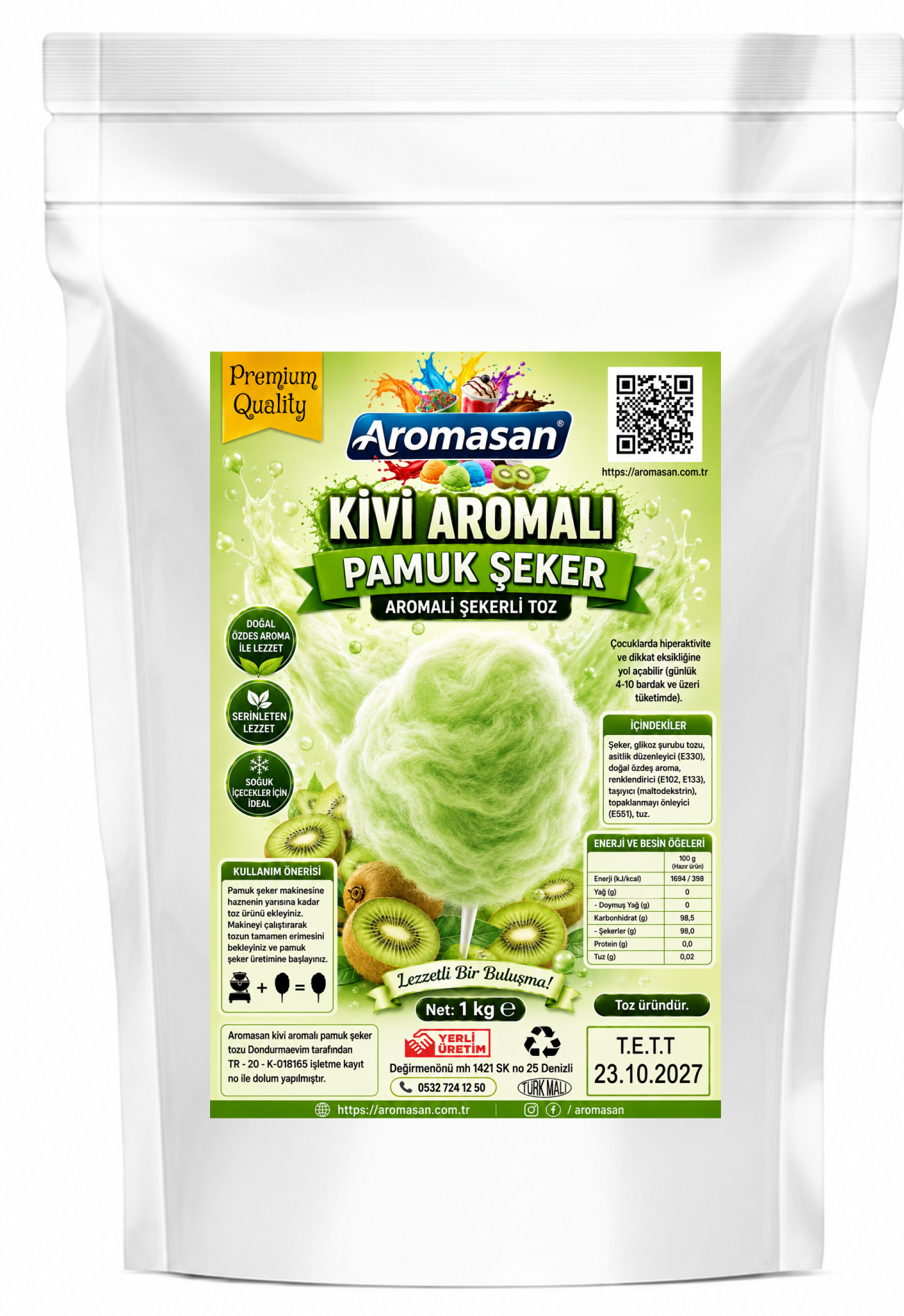 Kivi Aromalı Pamuk Şeker tozu 1 kg ürün görseli