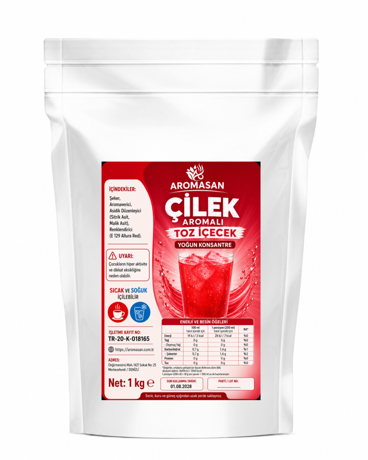 Aromasan Çilek Aromalı İçecek Tozu (Oralet) 1 kg ürün görseli