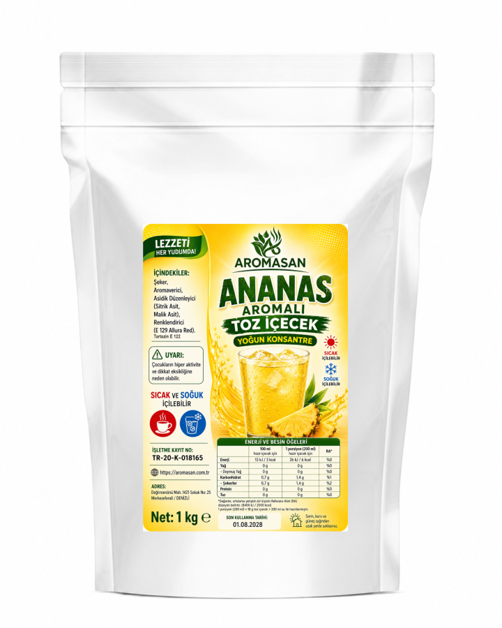 Getränkepulver mit Ananasgeschmack 1 kg ürün görseli