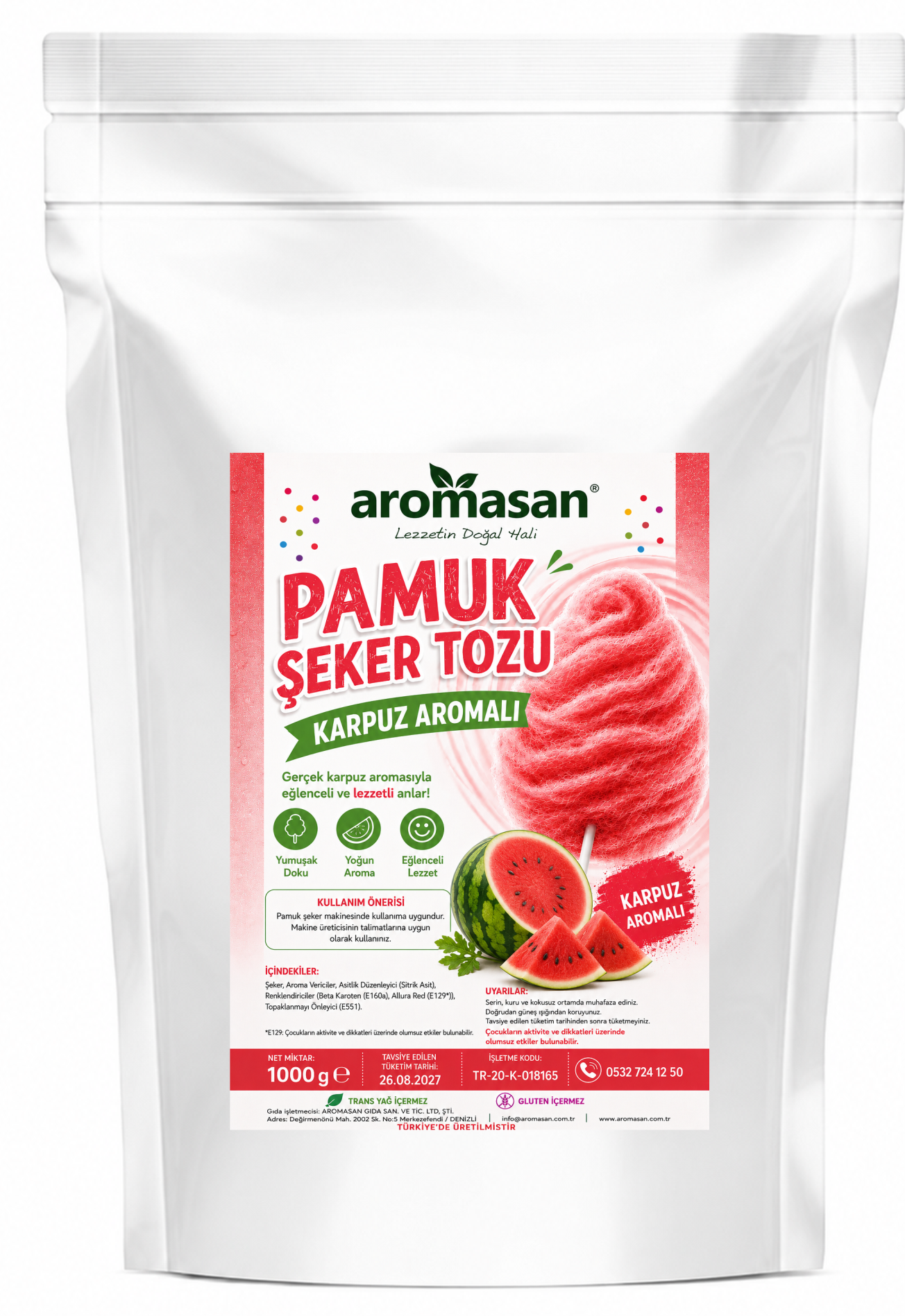 Karpuz Aromalı Pamuk Şeker Toz 1 kg ürün görseli