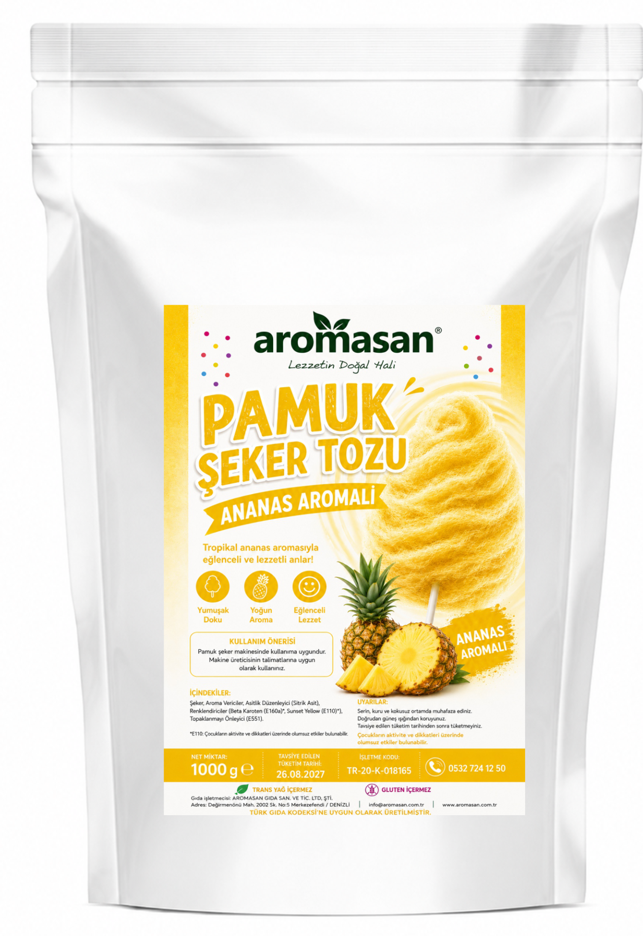 Ananas Aromalı Pamuk Şeker toz 1 kg ürün görseli