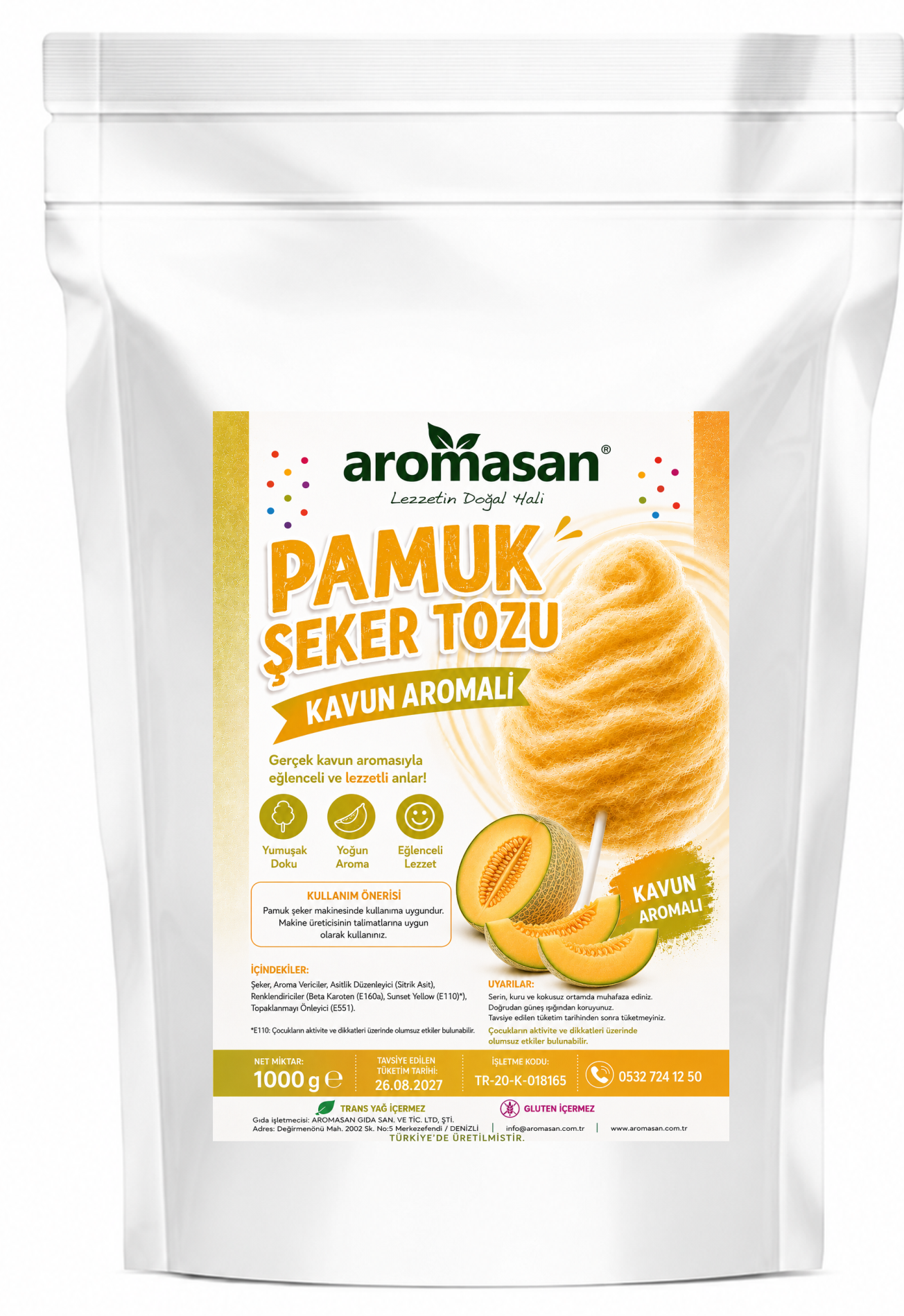 Kavun Aromalı Pamuk Şeker toz 1 kg ürün görseli