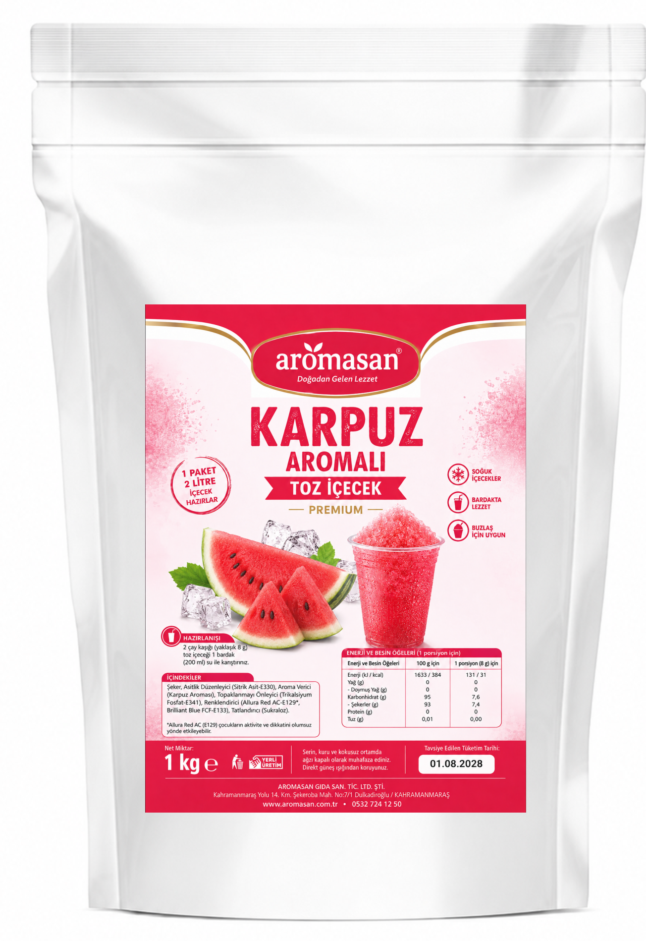 Getränkepulver mit Wassermelonengeschmack, 1 kg ürün görseli