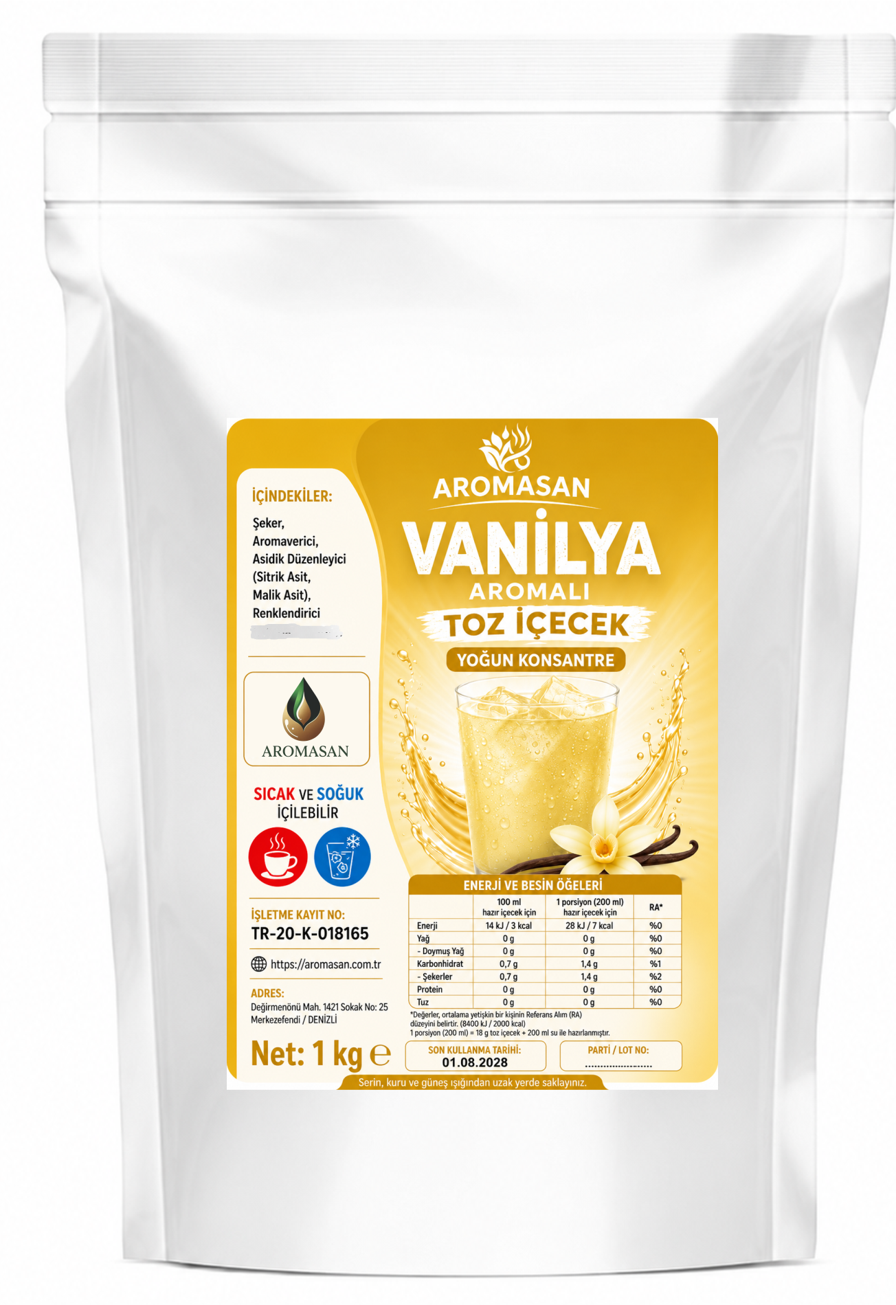 Getränkepulver mit Vanillegeschmack 1 kg ürün görseli