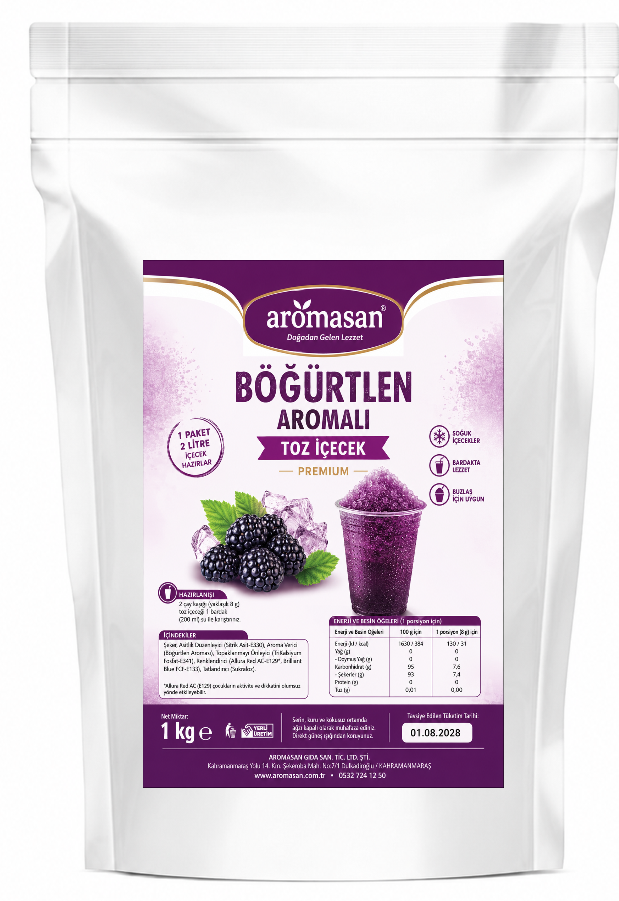 Getränkepulver mit Brombeergeschmack 1 kg ürün görseli