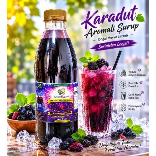 Black Mulberry Flavored Ice Syrup 1 Liter – 1 to 5 Concentrated ürün görseli
