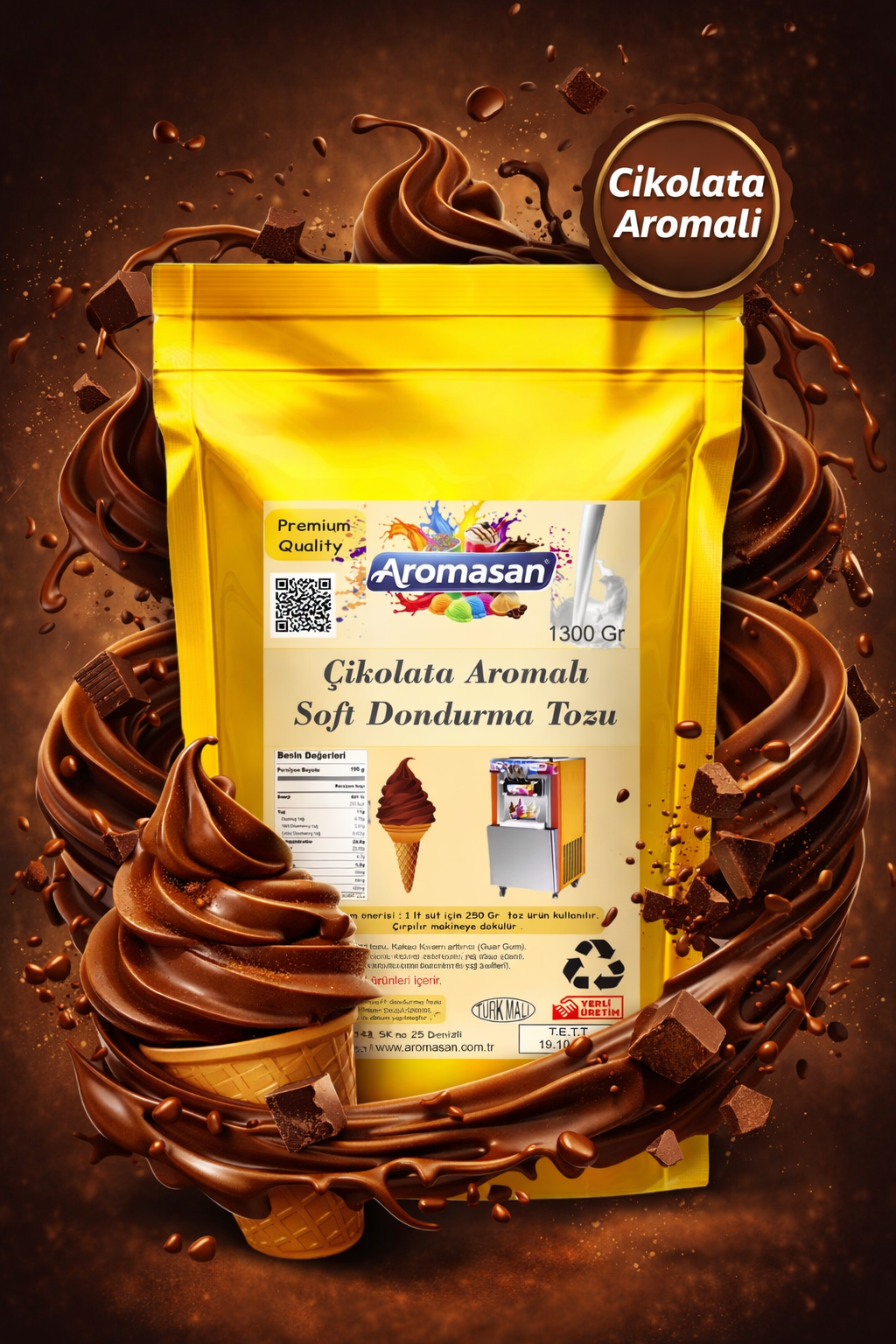 Soft Dondurma Tozu 1300 gr – Çikolata Aromalı