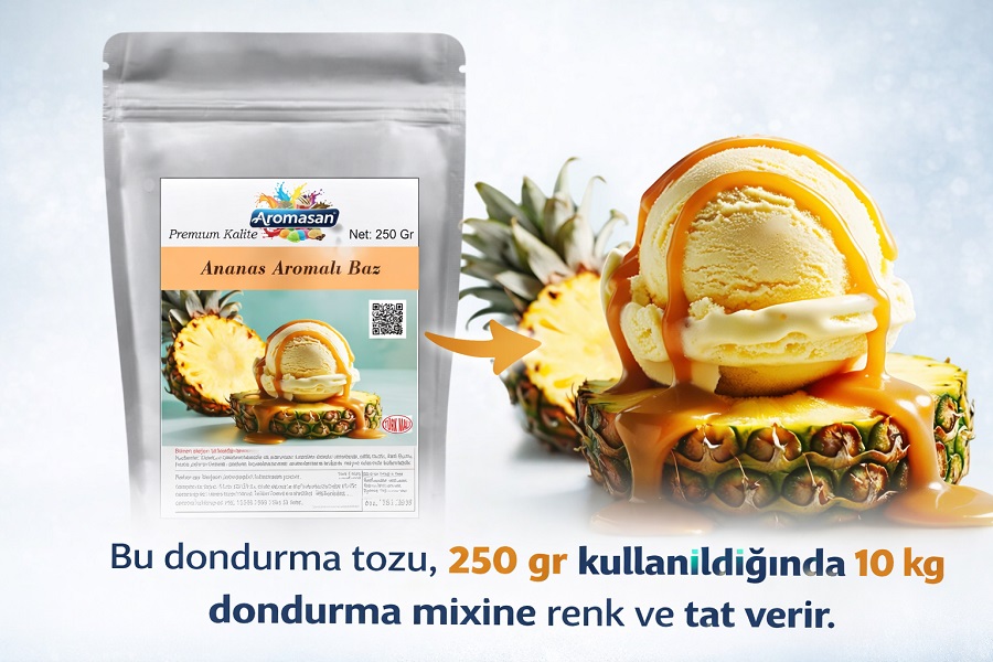 Ananas Aromalı Dondurma dondurma ve pastacılık baz 250 gr